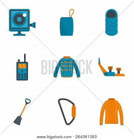 Travel Hiking Icon Set. Flat Set Of 9 Travel Hiking Vector Icons For Web Design