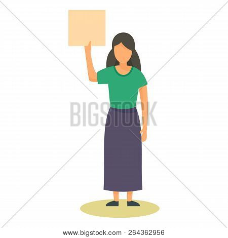 Woman Banner Hand Icon. Flat Illustration Of Woman Banner Hand Vector Icon For Web Design