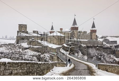 Winter View Of Medieval Fortress Of Kamyanets-podilsky, Western Ukraine