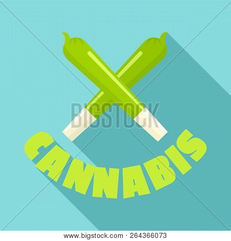 Cannabis Cigar Logo. Flat Illustration Of Cannabis Cigar Vector Logo For Web Design