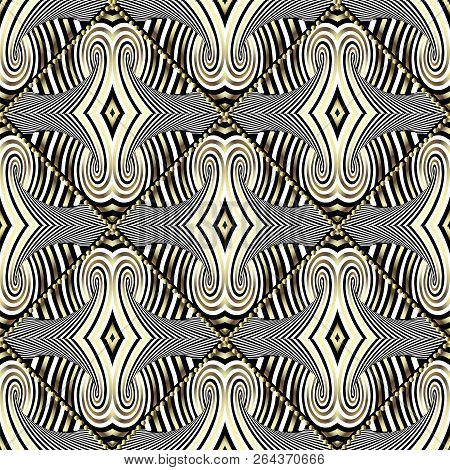 Striped Abstract Geometric Vector Seamless Pattern. Modern Ornam