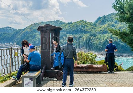Samcheok, South Korea; September 25, 2018: Group Of Unidentified Koreans Gathered At Overlook Of Oce