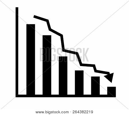 Descending Analytic Graph Showing Loss And Business Downfall. Data Analytics Descendant Icon On Whit