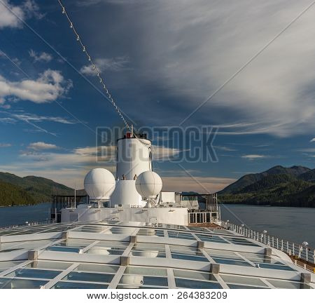 Inside Passage, Bc, Canada - September 13, 2018: Exterior View Of Magrodome Glass Roof, Antenna And 