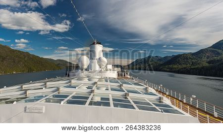 Inside Passage, Bc, Canada - September 13, 2018: Exterior View Of Magrodome Glass Roof, Antenna And 