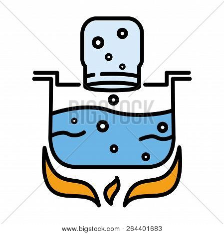 Slicing Cucumber By Knife. Flat Style. Vector Illustration. Cooking Concept