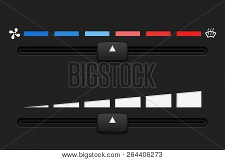 Car Dashboard Elements With Level Sliders. Vector 3d Illustration
