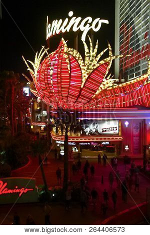 Las Vegas, Nv/usa - Sep 16,2018: Exterior Views Of The Flamingo Casino Resort On The Las Vegas Strip