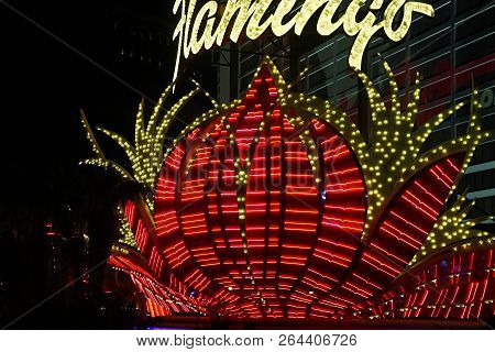 Las Vegas, Nv/usa - Sep 16,2018: Exterior Views Of The Flamingo Casino Resort On The Las Vegas Strip