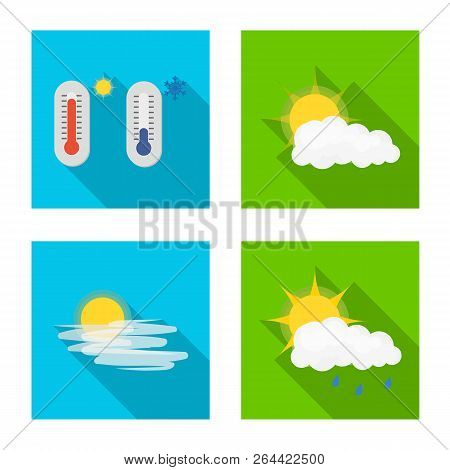 Vector Illustration Of Weather And Climate Icon. Set Of Weather And Cloud Vector Icon For Stock.