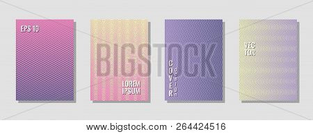 Elegant Purple Zig Zag Banner Templates, Wavy Lines Gradient Stripes Backgrounds For Advertising Cov