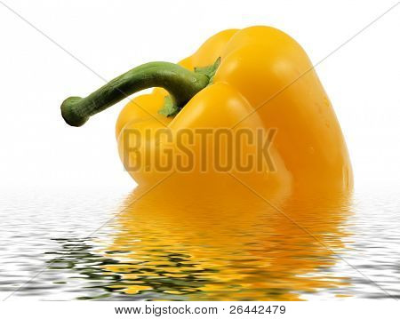 Žlutá paprika izolovaných na bílém s ořezovou cestou