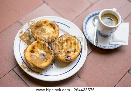 Delicious Portuguese Pastry Accompanied With Coffee