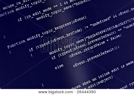 Codice di programma sullo schermo del computer