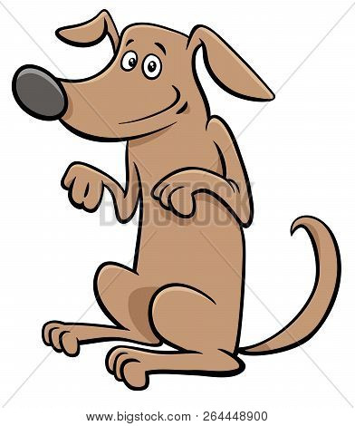 Cartoon Illustration Of Standing Or Beging Dog Pet Animal Character