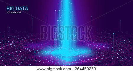Big Data Vector Visualization. 3d Futuristic Cosmic Design. Technology Background. Visual Presentati