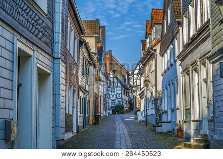 Street With Historical House In Kettwig Old Town, Germany