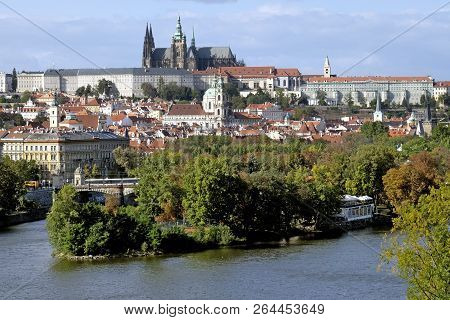 View Of Hradcany, River Vltava And Streletsky Island In Prague