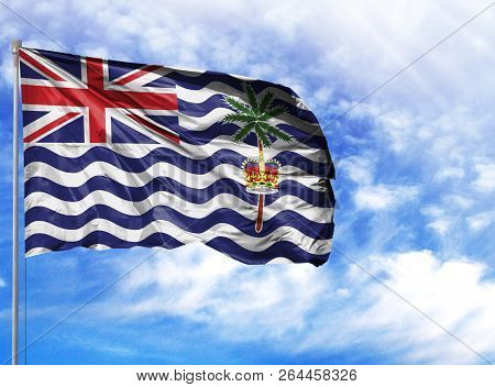 National Flag Of British Territory In The Indian Ocean On A Flagpole