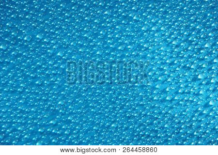 Water Drops Abstract Blue Background Close Up