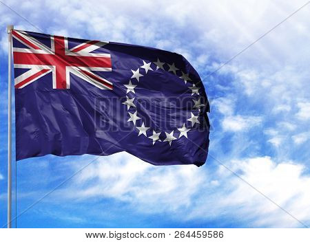 National Flag Of Cook Islands On A Flagpole
