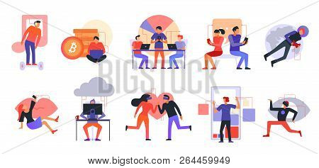 Modern Technologies Icons Set With Ideas And Brainstorming Symbols Flat Isolated Vector Illustration