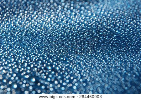 Water Drops Abstract Blue Background Close Up