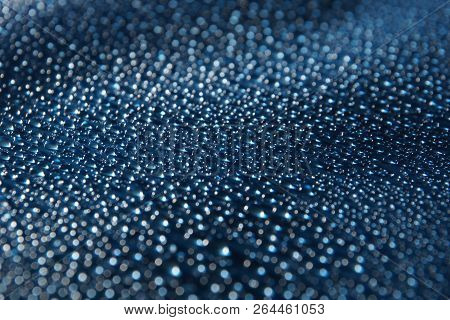 Water Drops Abstract Festive Grey Steel Background Close Up