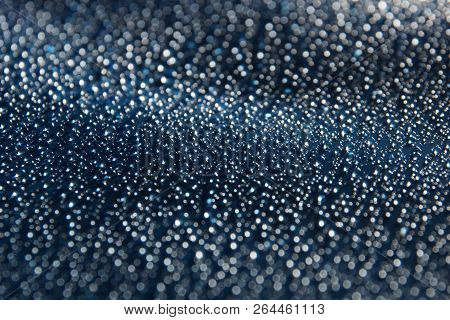 Water Drops Abstract Festive Grey Steel Background Close Up