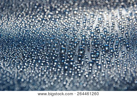 Water Drops Abstract Festive Grey Steel Background Close Up