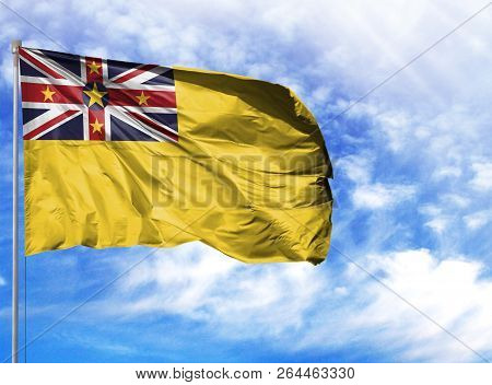 National Flag Of Niue On A Flagpole