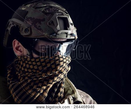 Macro Portrait Of A Handsome Military Man