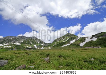 Tateyama Mountain Range With Snow In Summer In Toyama, Japan