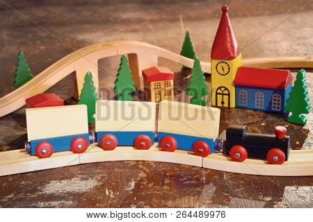 Railroad Train Wagon Wood Toy Vintage Rustic