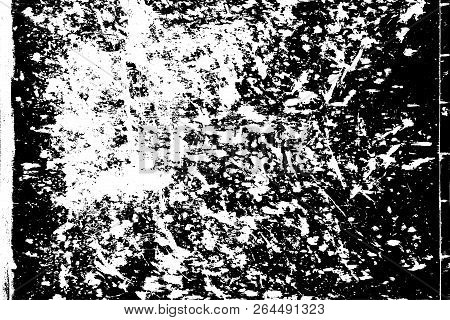 Grunge Used Dirty Background. Distress Urban Frame Texture. Brushed Black Paint Cover. Overlay Aged 