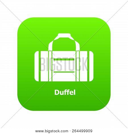 Duffel Icon Green Vector Isolated On White Background