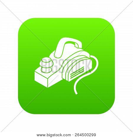 Hand Power Tool Icon Green Vector Isolated On White Background