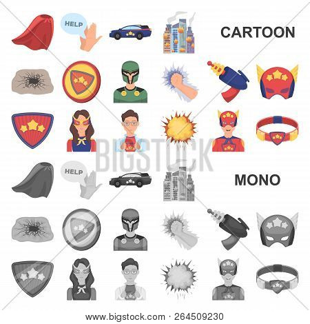 A Fantastic Superhero Cartoon Icons In Set Collection For Design. Superhero Equipment Vector Symbol 