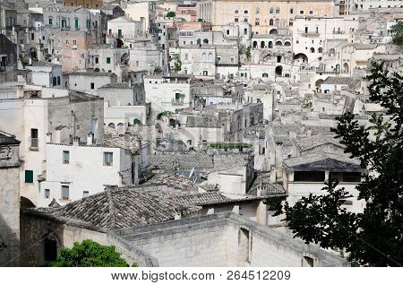 Matera White Stone Houses Of Historical Centre Sasso Barisano Of Old Ancient Town Sassi Di Matera, E