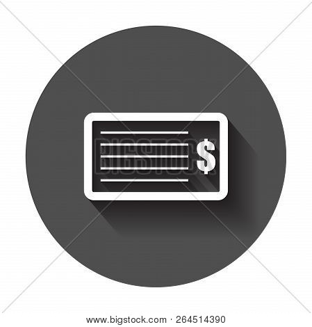 Check Icon. Flat Vector Icon With Long Shadow.