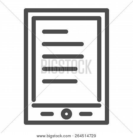 Tablet Ereader Line Icon. Digital Tablet With Text Vector Illustration Isolated On White. Ebook Outl