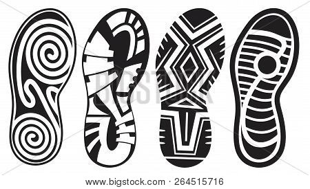 Footprint Sport Shoes Vector Set Design Stock
