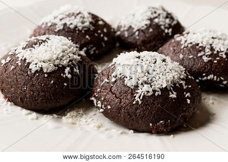 Mini Chocolate Brownie Wet Cookies With Coconut Powder / Turkish Islak Kurabiye.
