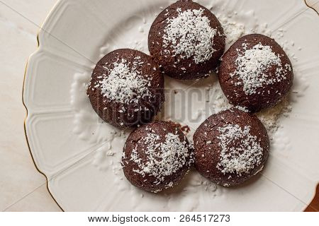 Mini Chocolate Brownie Wet Cookies With Coconut Powder / Turkish Islak Kurabiye.