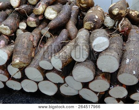 Fresh cassava with peel          