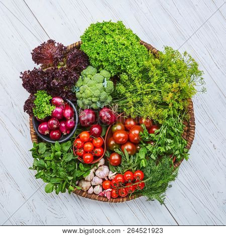 Breakfast For A Vegetarian On A Wooden Table