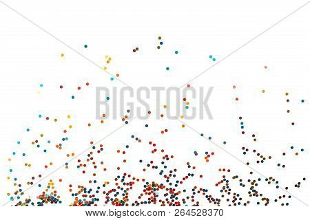 Little Vibrant Confetti Isolated On White Background. Flat Lay Style. Festive Concept.
