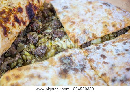 Kubdari With Meat. Traditional Georgian Dish, Svaneti, Georgia
