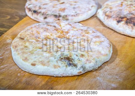 Kubdari With Meat. Traditional Georgian Dish, Svaneti, Georgia