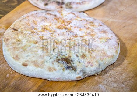 Kubdari With Meat. Traditional Georgian Dish, Svaneti, Georgia